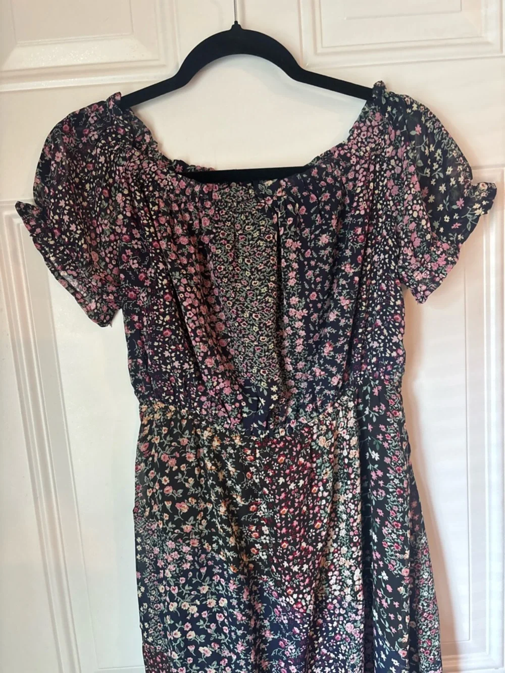 Lulu's Black Floral Maxi Dress with Pink and Blue Print - Picture 9 of 9